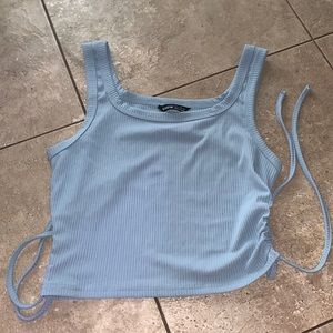 blue tank top